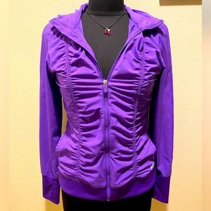 Fila Sport Women’s Track Jacket Runched Ruffle Full Zip Up Purple Size Small.